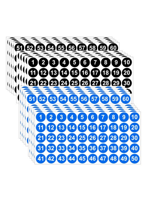 20 Sheets Number Stickers (1-100), 2.5cm Waterproof Coated Paper Stickers, Consecutive Number Labels for Home, Office, and Classroom Organization