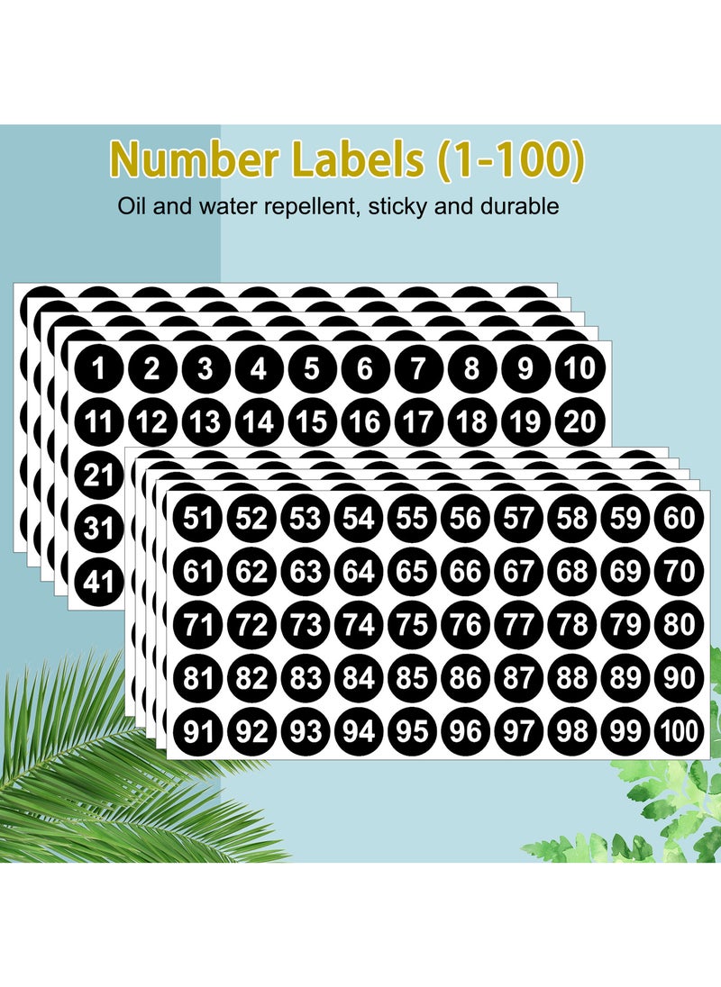 Generic - 20 Sheets Number Stickers (1-100), 2.5cm Waterproof Coated Paper Stickers, Consecutive Number Labels for Home, Office, and Classroom Organization - Image 1