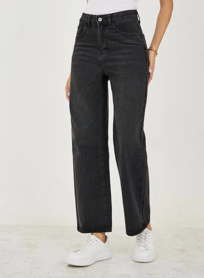 Styli High Rise Wide Leg Full Length Jeans