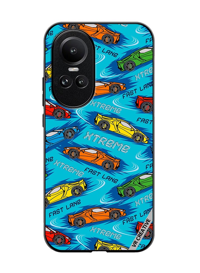 VR CREATIVE Protective Case Cover For Oppo Reno 10 Abstract Seamless Pattern With Sport Cars Design Multicolour - Image 1