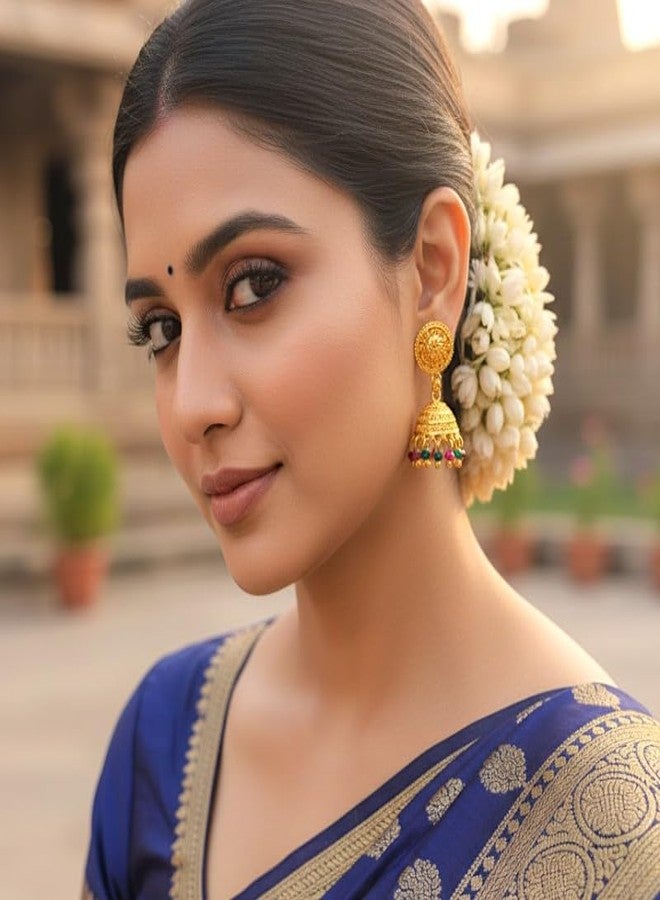 ACCESSHER Women's & Girls Stylish Traditional Gold-Plated Jhumka/Jhumki Earrings, Trendy South Indian Style Golden Earrings Jewellery For Wedding, Anniversaries For Wife - Image 4