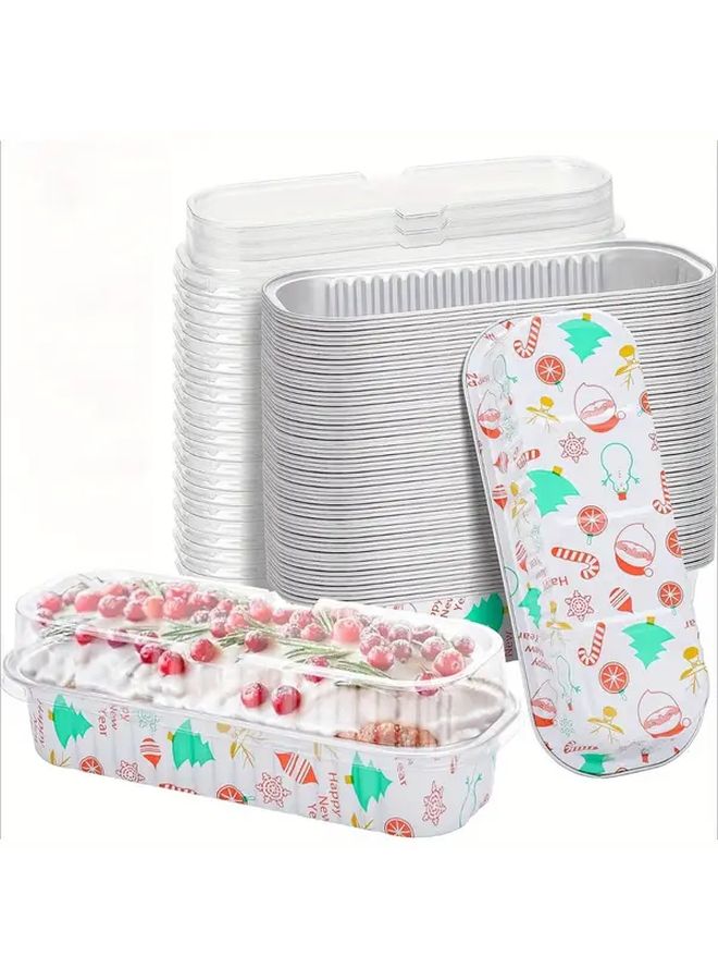 40pcs Christmas Mini Loaf Pans With Lids Disposable Aluminum Foil Dessert Containers - Image 2