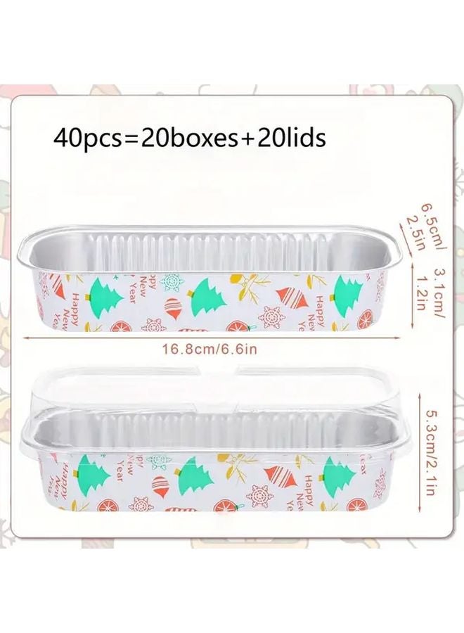 40pcs Christmas Mini Loaf Pans With Lids Disposable Aluminum Foil Dessert Containers - Image 3
