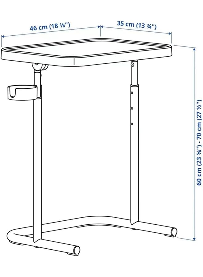 erorex Folding Table Small Mobile Desk Portable Rolling Small Comfortable Folding Table With Tilt Angle Adjustments，Magnetic Desktop Able To Magnetic Ipad Mobile Phone Etc White  - Image 2