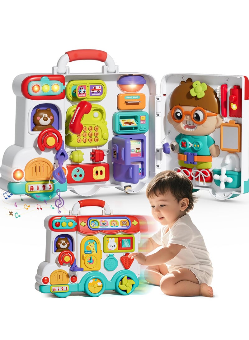 XiuWoo Musical Busy Board Montessori Toys, Early Educational Montessori Toy, Developmental Toy for 12-18 Month Age, Birthday Gifts Toys for 1+ Year Old Boys - Image 1