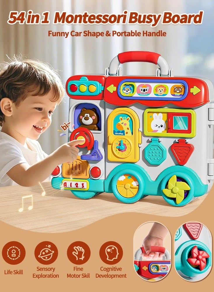 XiuWoo Musical Busy Board Montessori Toys, Early Educational Montessori Toy, Developmental Toy for 12-18 Month Age, Birthday Gifts Toys for 1+ Year Old Boys - Image 2