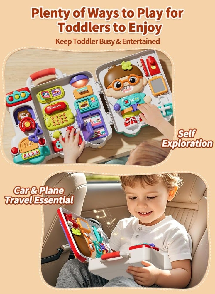 XiuWoo Musical Busy Board Montessori Toys, Early Educational Montessori Toy, Developmental Toy for 12-18 Month Age, Birthday Gifts Toys for 1+ Year Old Boys - Image 3