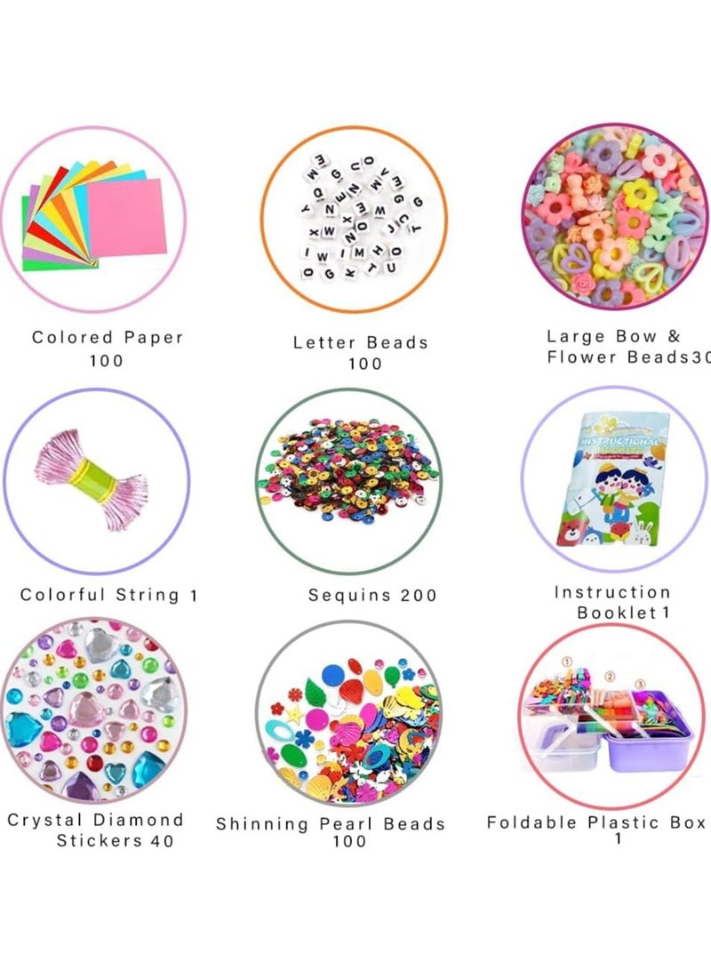مجموعة صندوق الحرف اليدوية للأطفال مكونة من 1165 قطعة، فنون وحرف يدوية للأطفال الصغار تتضمن كرات صوفية، ومنظفات أنابيب، وريش، وصندوق حرفي قابل للطي - مجموعة حرفية يدوية متكاملة للأطفال الصغار - Image 2