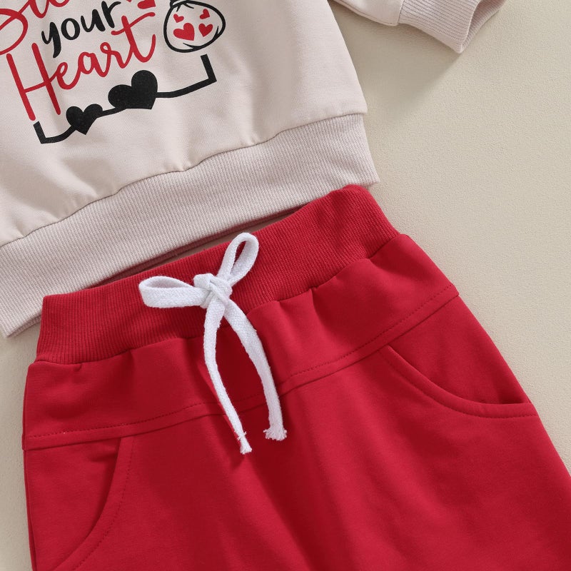BeQeuewll Baby Boy Valentines Outfit Mr Steal Your Heart Set Long Sleeve Sweatshirt Newborn Jogger Infant Boys Clothing (Steal Heart-Apricot, 6-12 Months) - Image 5