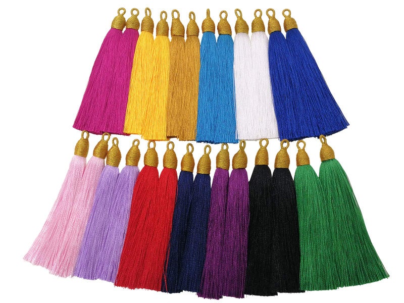 Pamir Tong 35in Bookmark Tassel Assortment 26pcs Soft Craft Silk Elegant Tassels Handmade Decorative Wrapped Tassels for BraceletKeychainSewing  DIY Jewelry Making