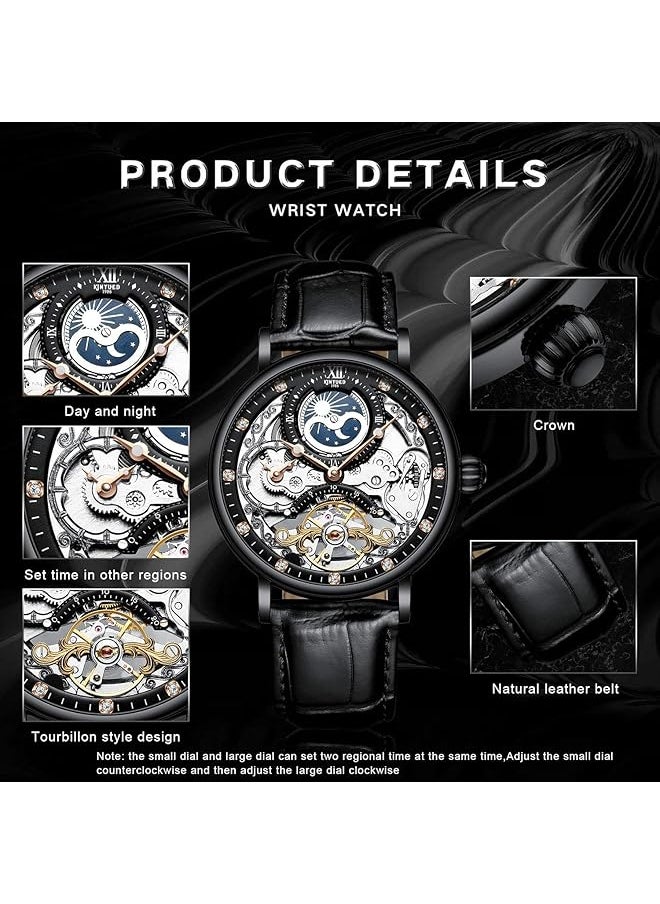 Generic Mens Mechanical Watches Luxury Automatic Skeleton Tourbillon Watch Waterproof Crystal Self Winding Wrist Watch For Men Black  - Image 4