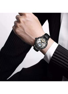 Generic Mens Mechanical Watches Luxury Automatic Skeleton Tourbillon Watch Waterproof Crystal Self Winding Wrist Watch For Men Black  - Image 2