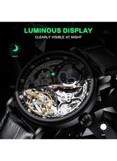 Generic Mens Mechanical Watches Luxury Automatic Skeleton Tourbillon Watch Waterproof Crystal Self Winding Wrist Watch For Men Black  - Image 5