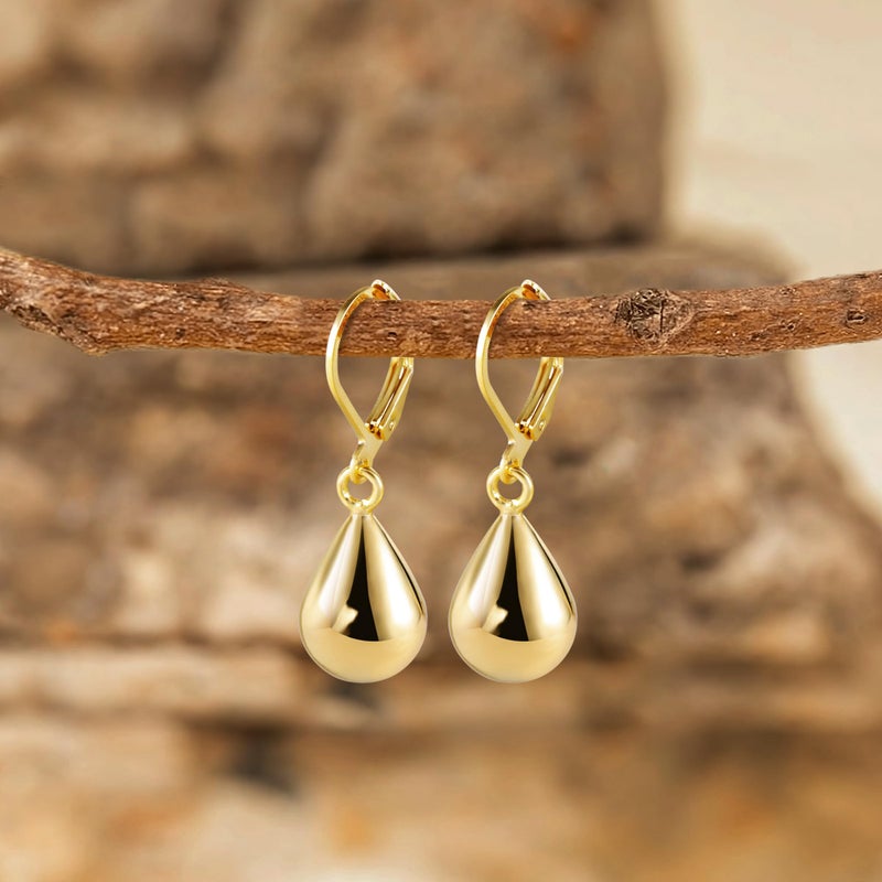 ALEXCRAFT Teardrop Leverback Dangle Earrings for Women 14K Gold Tear Drop Waterdrop Dangle Earrings for Women Trendy Hypoallergenic Teardrop Leverback Earring - Image 5