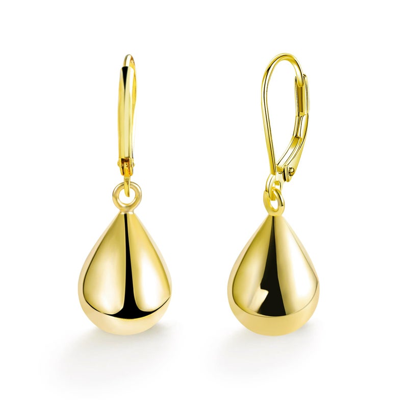 ALEXCRAFT Teardrop Leverback Dangle Earrings for Women 14K Gold Tear Drop Waterdrop Dangle Earrings for Women Trendy Hypoallergenic Teardrop Leverback Earring - Image 1