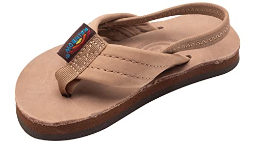 Rainbow Sandals Kid's Single Layer Premier Leather, Dark Brown w/backstrap, 7-8 B(M) US - Image 1