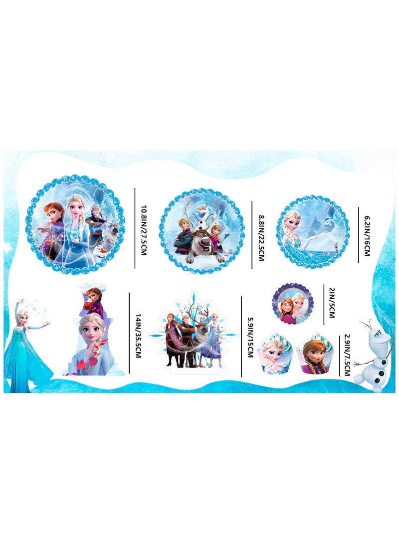 Frozen Cupcake Stand, 3pcs Tier Frozen Birthday Cupcake Stand with 12pcs Frozen Cupcake Toppers and 12pcs Elsa Cake Cups for Elsa Themed Party or Frozen Birthday Party Decorations