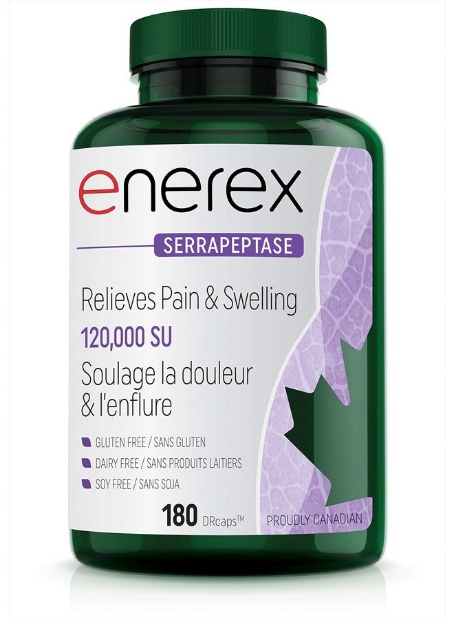 ENEREX Serrappetase 120,000SU - Relieves Pain & Swelling, 180 DRcaps  - Image 1
