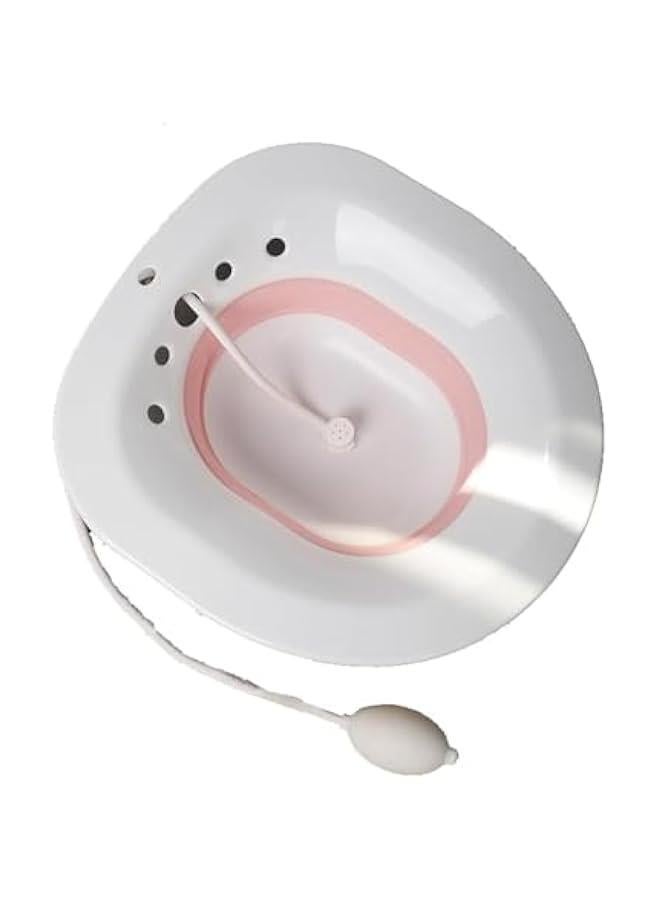 HOOKOR Sitz Bath for Hemorrhoids, Sitz Bath for Toilet Seat, Postpartum Care, Perineum Relief, Sits Bath Kit for Women - Collapsible, Wide Seat, Deeper Bowl (Pink) - Image 1