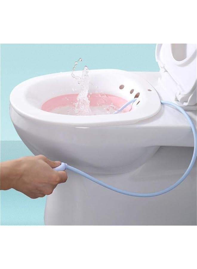 HOOKOR Sitz Bath for Hemorrhoids, Sitz Bath for Toilet Seat, Postpartum Care, Perineum Relief, Sits Bath Kit for Women - Collapsible, Wide Seat, Deeper Bowl (Pink) - Image 4