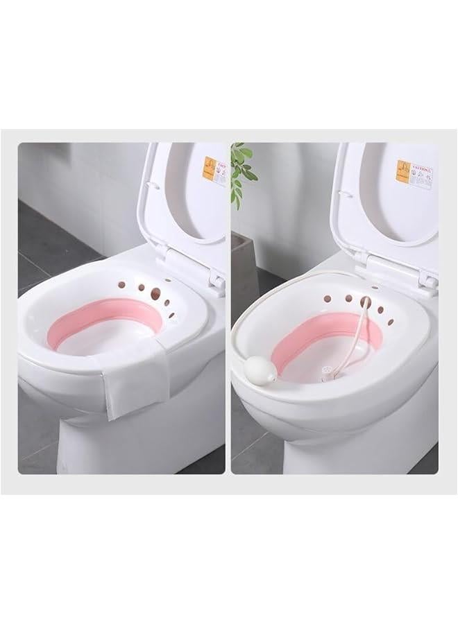 HOOKOR Sitz Bath for Hemorrhoids, Sitz Bath for Toilet Seat, Postpartum Care, Perineum Relief, Sits Bath Kit for Women - Collapsible, Wide Seat, Deeper Bowl (Pink) - Image 5