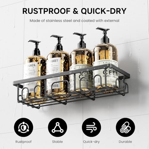 Deyhoc Shower Caddy, 3 Pack Shower Shelves for Inside Bathroom, Rustproof Adhesive Bathroom Organizer with Soap Holder, No Drilling Washroom Organizers and Storage for Bathtub Room/Kitchen/Home, Grey - Image 3