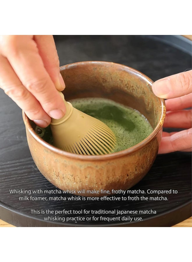 Resin Matcha Whisk Chasen Brush Tools for Matcha Green Tea Powder Reusable Powder Whisk with Whisk Holder Tea Ceremony (Yellow) - Image 4
