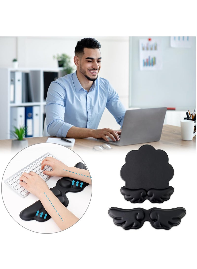 Excefore Wrist Rest for Keyboard & Mouse, Set of 2 Memory Foam Angel Wings Palm Rest Keyboard with Non-Slip Base, Ergonomic Cloud Arm Rest Keyboard for Easy Typing Pain Relief for Gaming/Laptop - Image 5