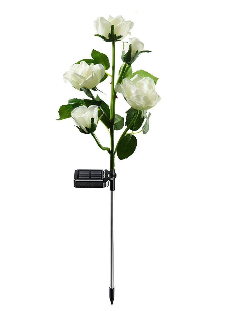 LED Solar Simulation Rose Flower, Outdoor LED Decorative Light Lamp Landscape Home Decoration Flowers for Garden/Yard/Lawn (White, Set of 2) - Image 1