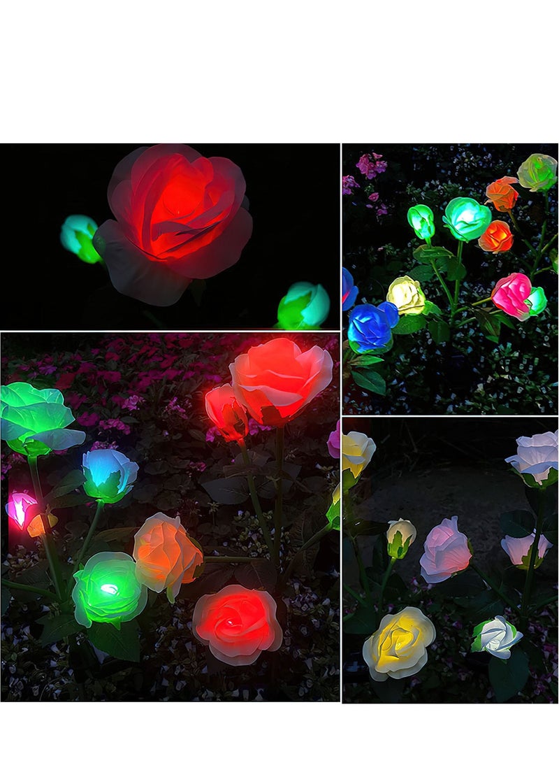 LED Solar Simulation Rose Flower, Outdoor LED Decorative Light Lamp Landscape Home Decoration Flowers for Garden/Yard/Lawn (White, Set of 2) - Image 5