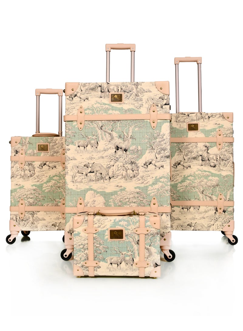 مورانو حقائب سفر كلاسيكية من جلد مورانو 4 قطع بعجلات دوارة وقفل أمان - Image 1