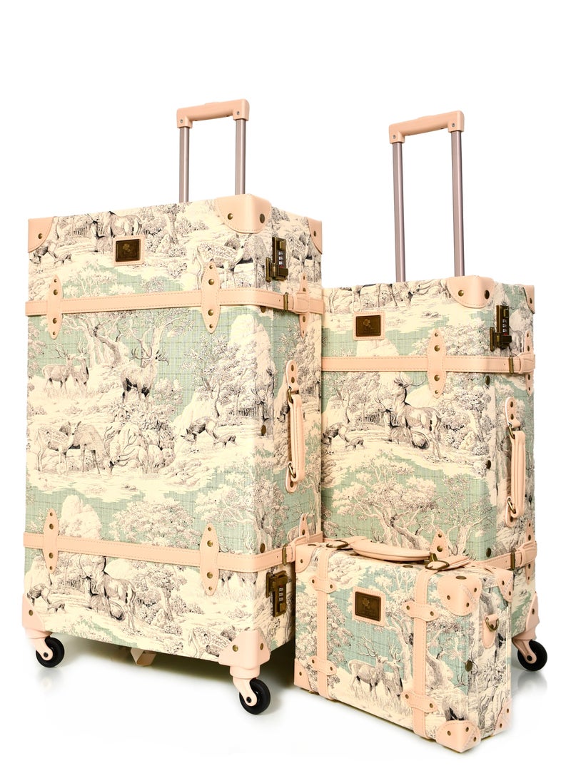 مورانو حقائب سفر كلاسيكية من جلد مورانو 4 قطع بعجلات دوارة وقفل أمان - Image 2