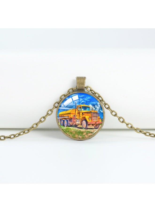 No branded Agricultural tractor-themed alloy necklace with antique bronze chain; a collectible gift for farm enthusiasts - Image 3