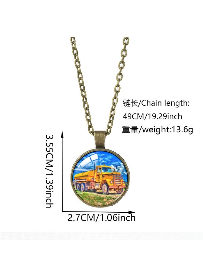 No branded Agricultural tractor-themed alloy necklace with antique bronze chain; a collectible gift for farm enthusiasts - Image 4