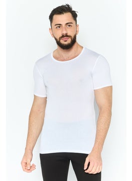 BIKKEMBERGS Men Crew Neck Short Sleeves Undershirt, White  - Image 1