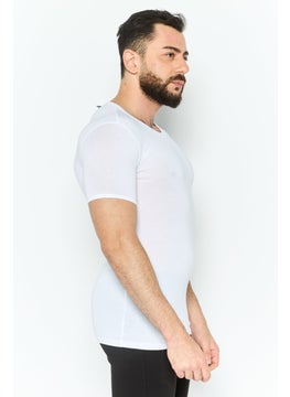 BIKKEMBERGS Men Crew Neck Short Sleeves Undershirt, White  - Image 2