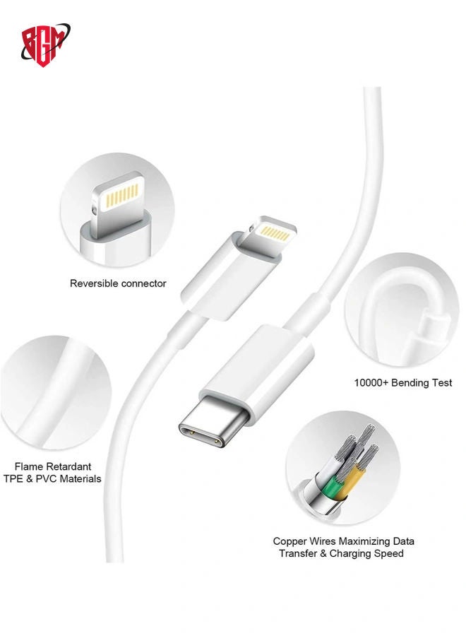 BGM iPhone 14 Fast Charger [Apple MFi Certified ] Apple Fast Charging Block 20W PD USB-C Wall Charger 6FT USB C to Lightning Cables Compatible with iPhone 14/13/ Plus/12/Pro/11/Pro Max,iPad (White) - Image 2