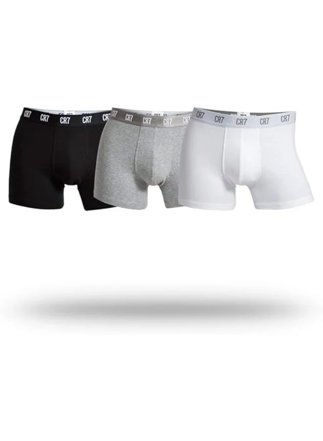CR7 CR7 Men’s Basics Trunks 3-Pack – Premium Cotton Stretch Underwear (Multicolour)