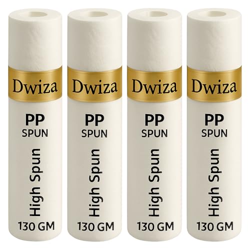 Dwiza Enterprise 10 Inch PP Spun Filter Cartridge | High Density 5 Micron Pre-Filter for Water Purifier, Compatible for All Type RO Water Filters Machine | Pack of 4 [130 Grams] - Image 1