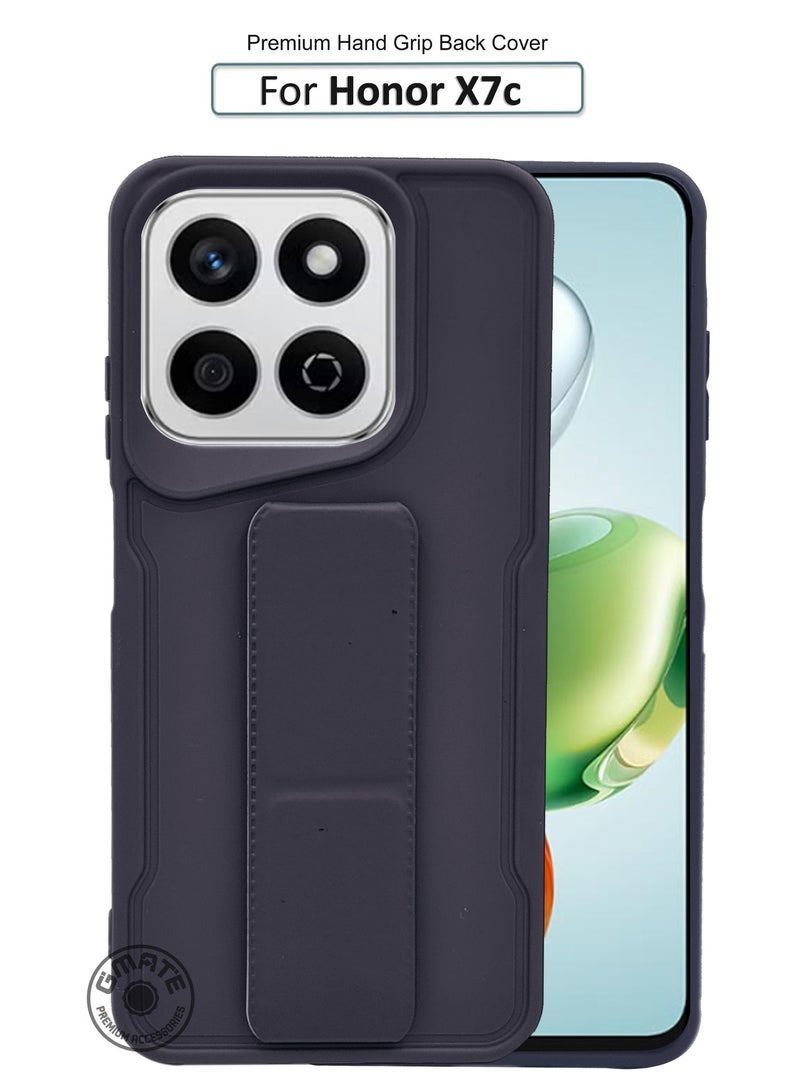 GMATE For Honor X7c - Hard Silicone Magnetic Back Stand Case  With Foldable Kickstand & Finger Strap  - Navy Blue - Image 1