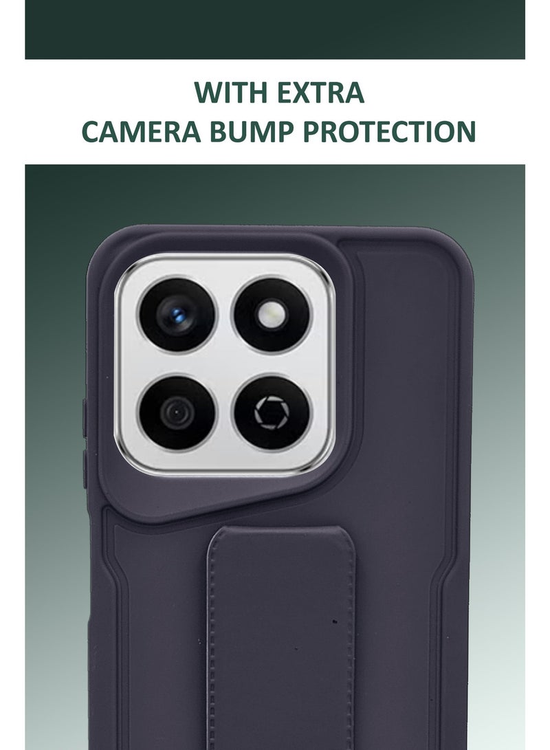 GMATE For Honor X7c - Hard Silicone Magnetic Back Stand Case  With Foldable Kickstand & Finger Strap  - Navy Blue - Image 3
