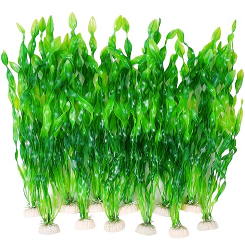 Ameliade 12 PCS Aquarium Artificial Seaweed Decorations 12 Inch Tall Plastic Plants Decor Large Fish Tank Accessories - Image 1