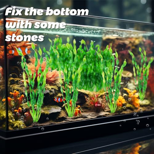 Ameliade 12 PCS Aquarium Artificial Seaweed Decorations 12 Inch Tall Plastic Plants Decor Large Fish Tank Accessories - Image 4