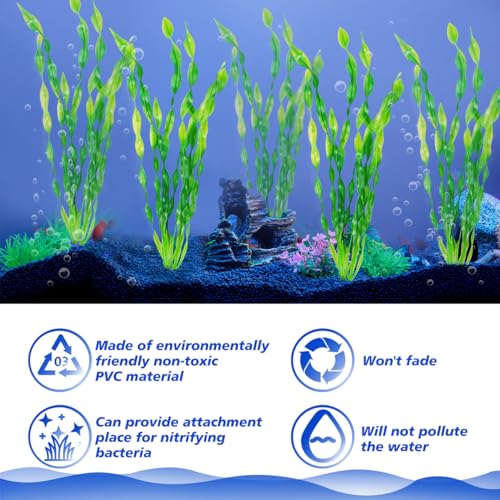Ameliade 12 PCS Aquarium Artificial Seaweed Decorations 12 Inch Tall Plastic Plants Decor Large Fish Tank Accessories - Image 3
