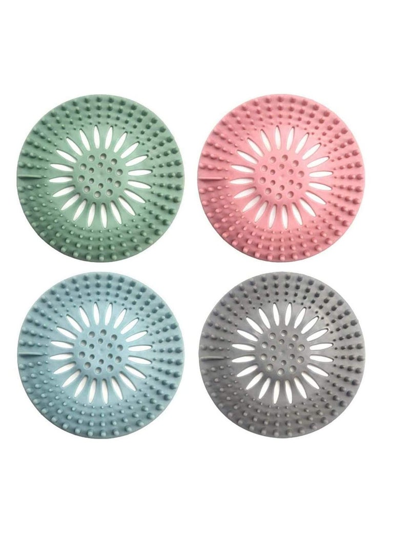 Zikra Drain Hair Catcher Bathtub Stopper Silicone Shower Drain Covers Durable Silicone Hair Stopper Drain Protector Filter for Bathroom Bathtub and Kitchen Easy to Install and Clean 4Pcs - Image 1