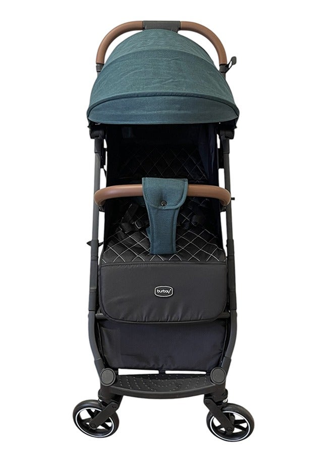 بورباي عربة أطفال سهلة الطي تسخدم في الطائرات والقطارات يد جلد فرامل قدم عجلات 360درجة - Image 5