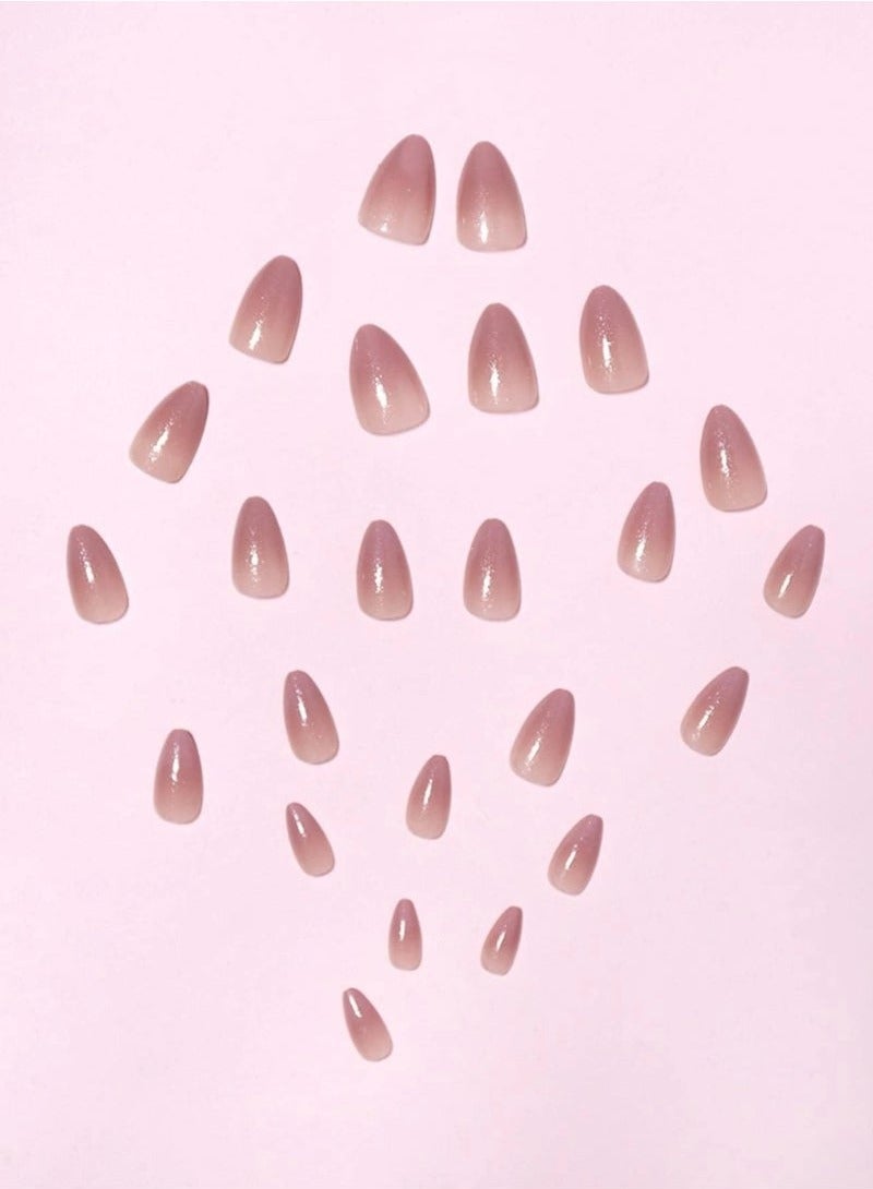 Generic 24-Piece Nude Color Gradient Wearable Nails,Short Style, Versatile, Removable,No Damage to Nails,Finished Nails Suitable for Girls and Women,Nude Press on Nails Short with Glossy  - Image 3