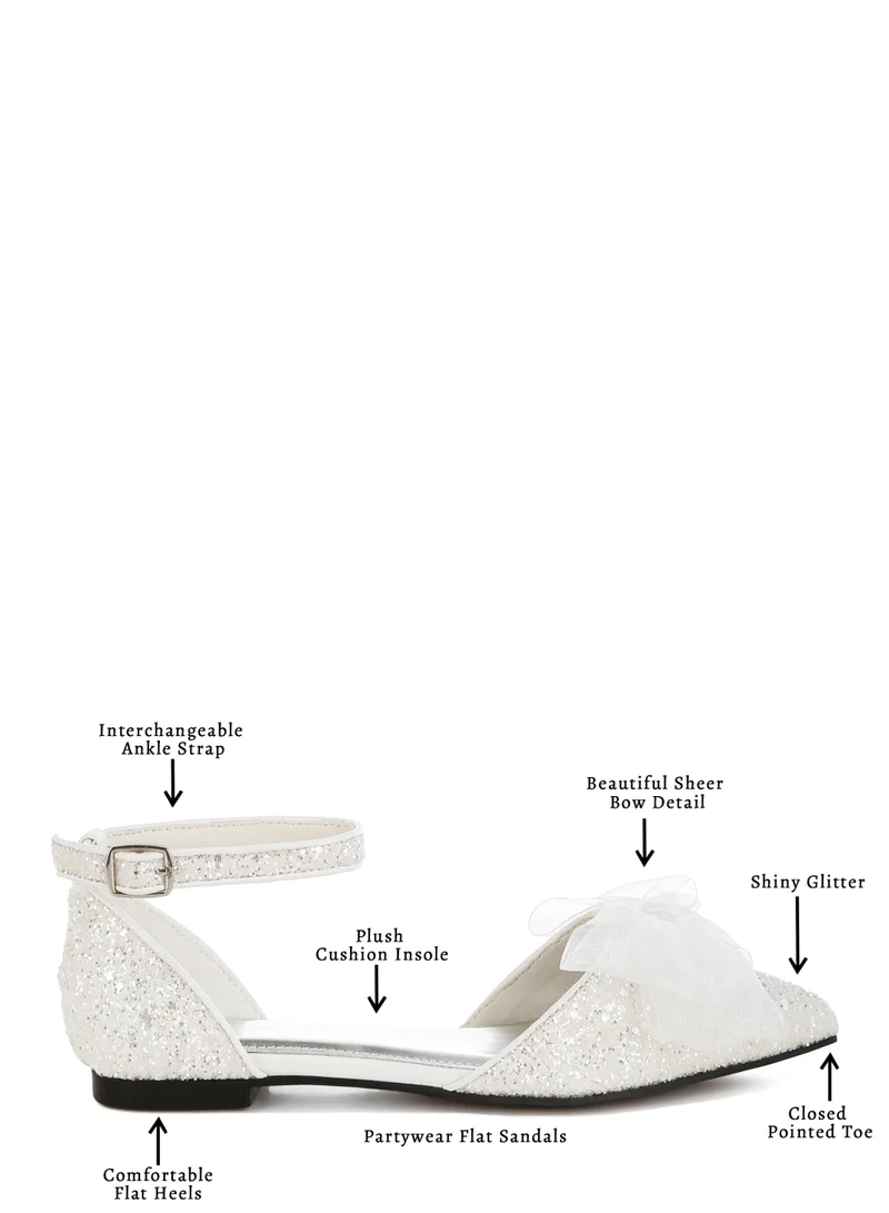 London Rag White Sheer Bow Detail Glitter Flat Sandals in White for Women | Best Price UAE