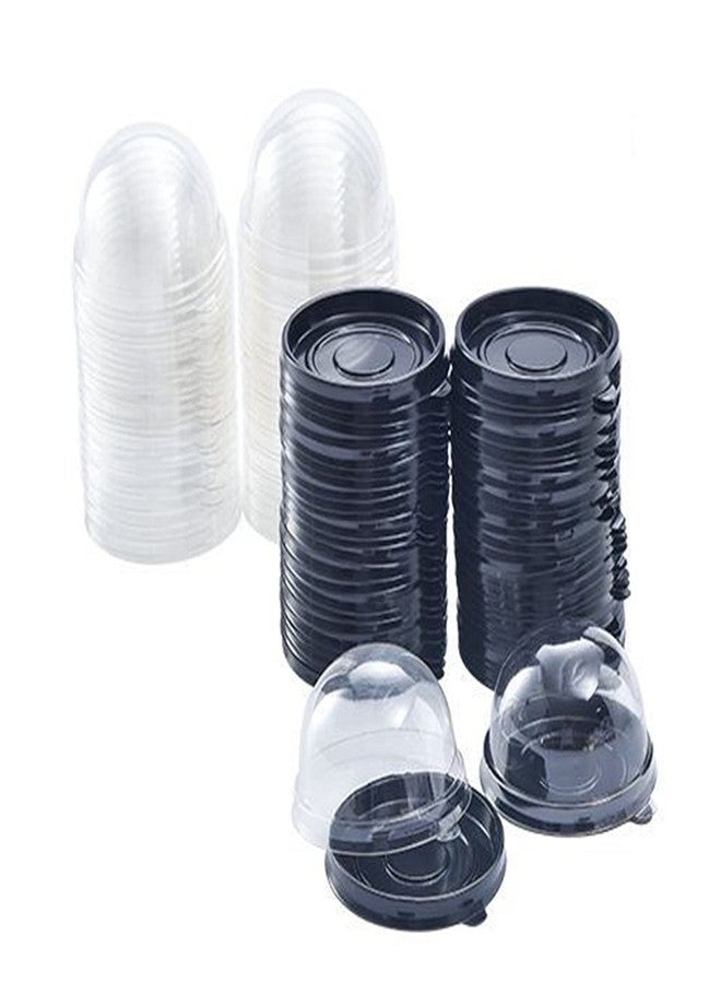 Fevoila Clear Plastic Mini Cupcake Container, 50 Piece Mooncake Boxes Cupcake Container Cupcake Muffin Pod Dome Muffin Container Cupcake Boxes for Wedding Birthday Party (Black) - Image 1