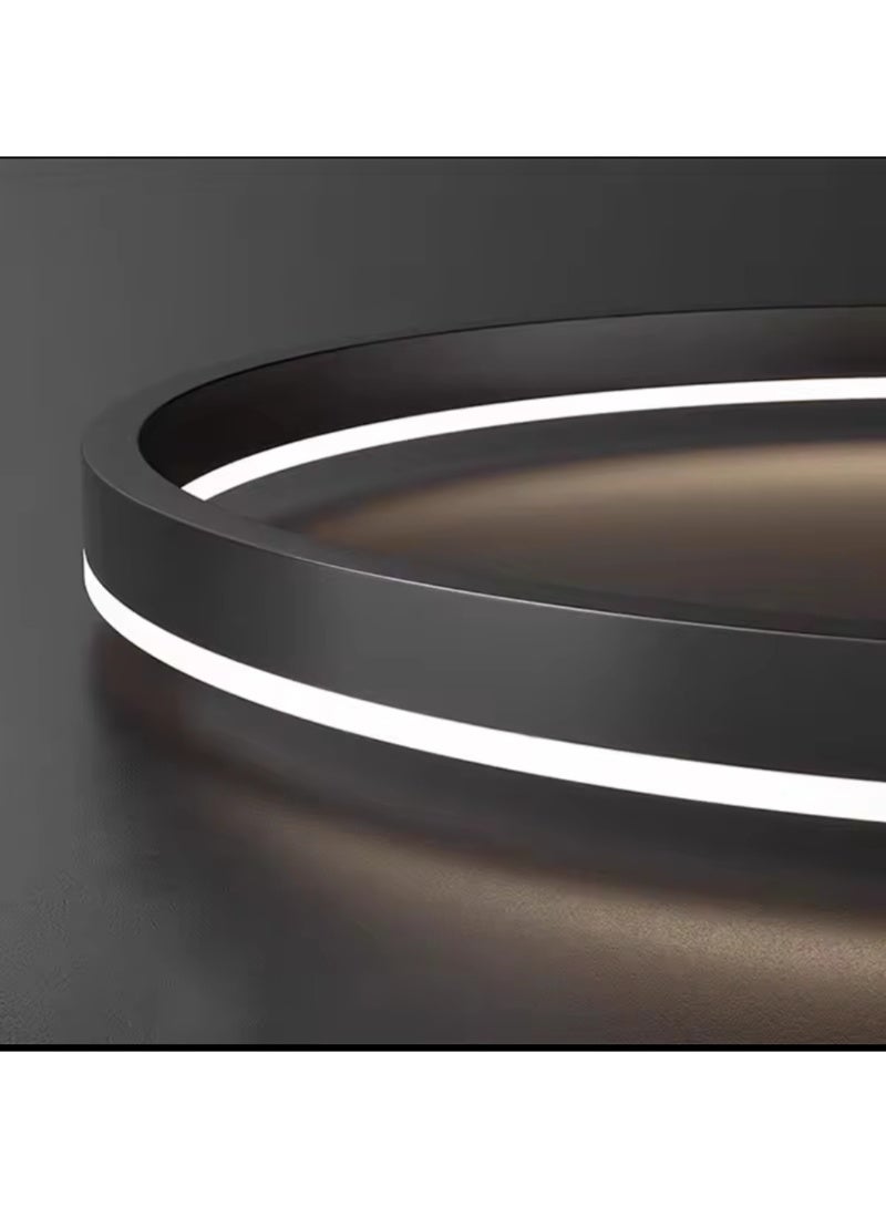 AL THURAYAT Modern LED chandelier 60 cm with an elegant circular design. This 60cm LED chandelier features 4 lighting colors, simple lines, and a modern touch, and comes with remote control. (Black color) - Image 5